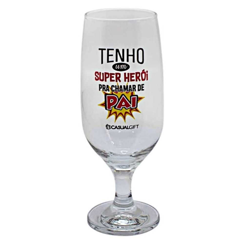 Taça de Vidro Chopp Cerveja Pai Super Herói 300 Ml