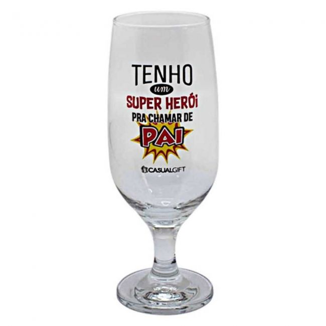 Taça de Vidro Chopp Cerveja Pai Super Herói 300 Ml