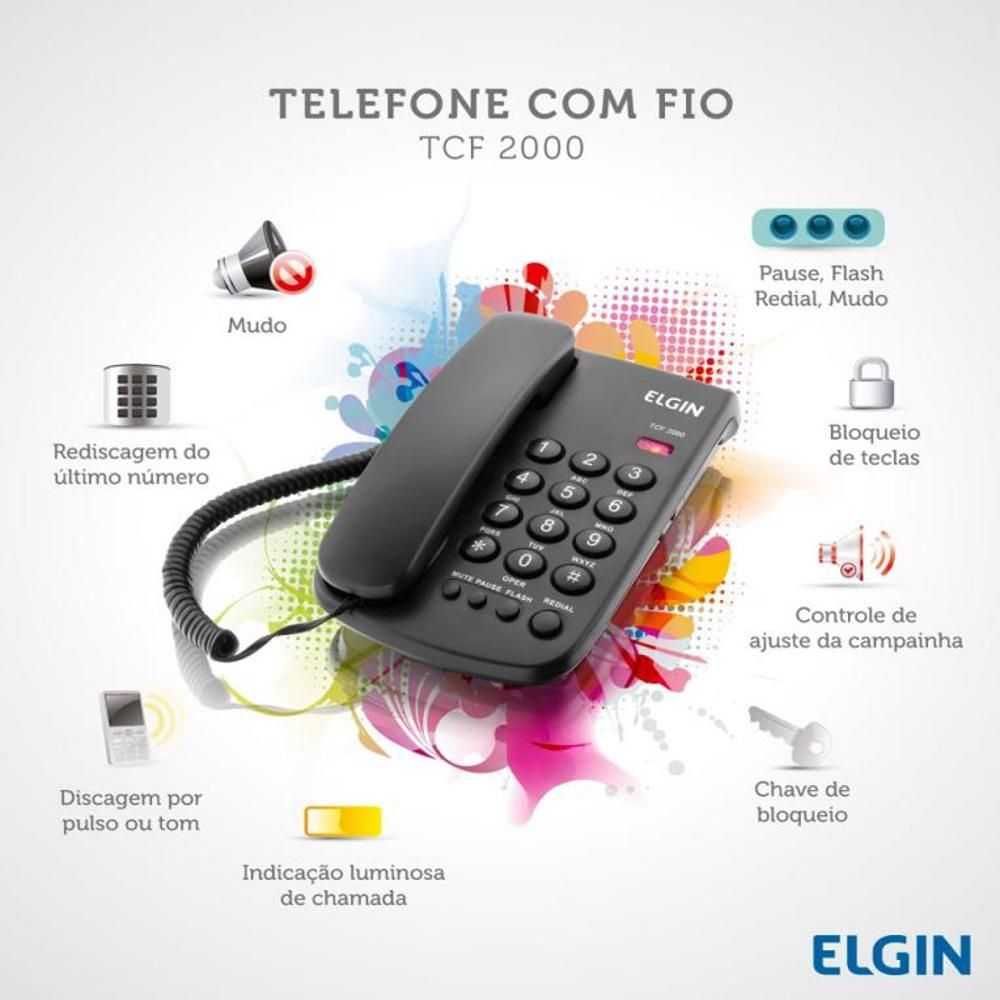 Telefone de Mesa Tcf2000 Preto - Elgin