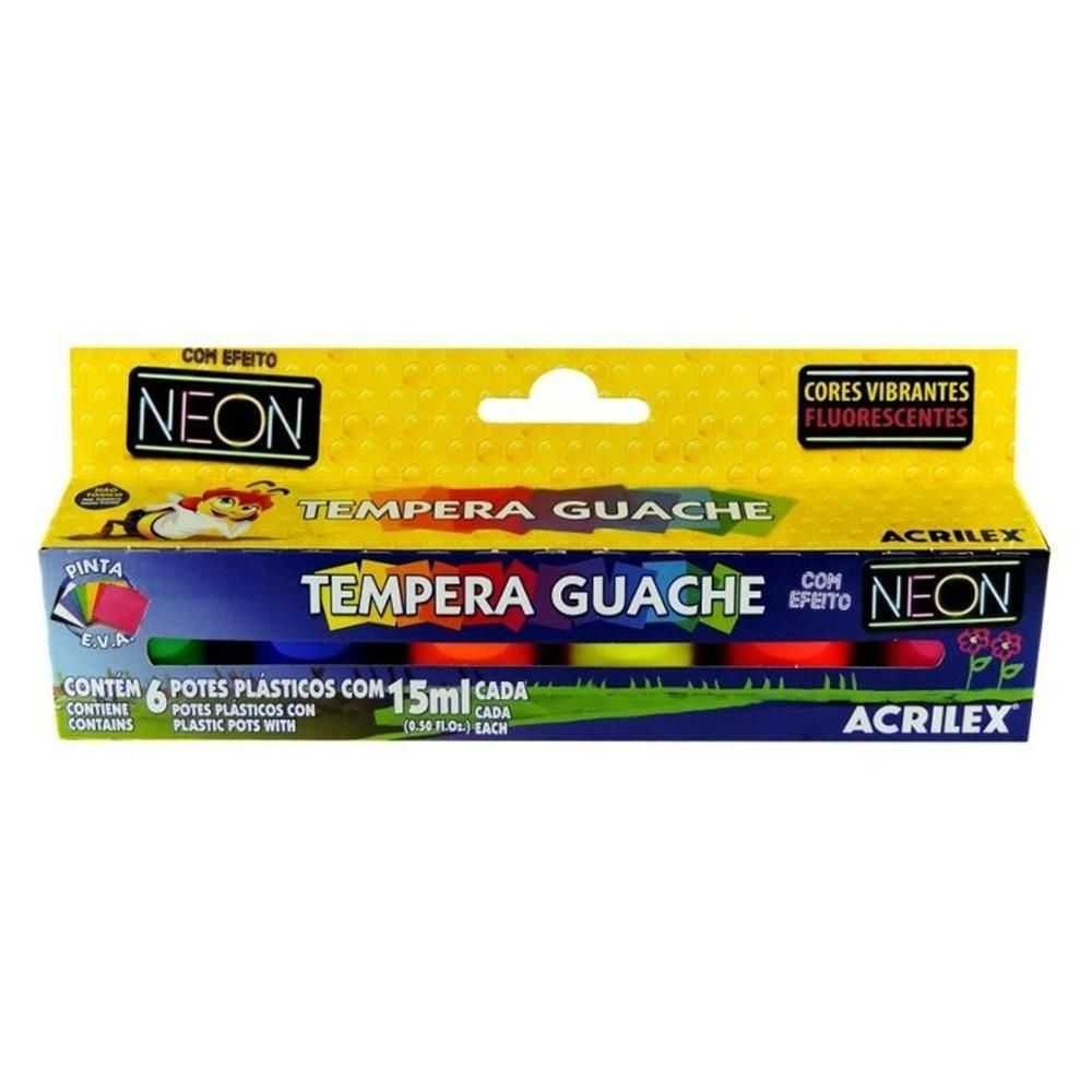 Tempera Guache Neon 6 Cores - Acrilex