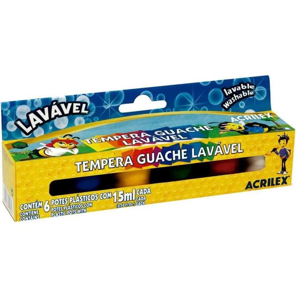 Tinta Guache Lavável Com 6 Cores 15ml - Acrilex