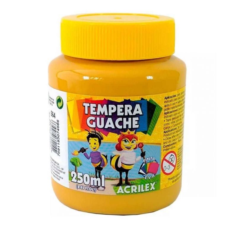 Tinta Tempera Guache 250 Ml Amarelo Ocre 564 - Acrilex